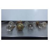 Vintage Glass and Brass Door Knob Set