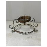 Metal Oil Lamp Base with Scrollwork and Decorative