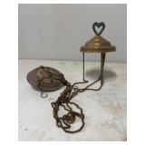 Oil Lamp Part with Ornate Brass Dome and Chain