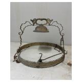 Brass Hanging Oil Lamp Frame with Ornate Detailing