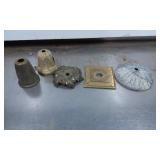 Five Vintage Metal Lamp Parts with Decorative Comp