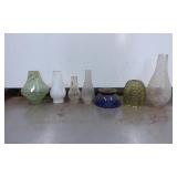 Seven Vintage Glass Lamp Shades in Assorted Shapes