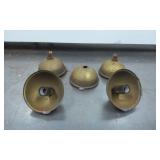 Five Brass-Plated Light Fixture Canopies