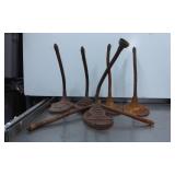 7 Vintage Metal Lamp Parts, 5 with Bases and 2 Wit