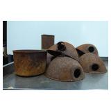 Rusted Metal Lamp Parts in Assorted Shapes