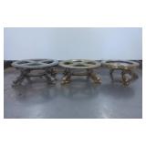 Three Cast Metal Ornamental Stands with Tri-Leg De