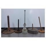 Five Assorted Metal and Glass Lamp Bases with Vari