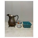 Items Including Glass Lamp Shade, Silver-Plated Pi