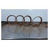 Rusted Metal Lamp Parts, Including Circular Frames