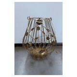Gold-Tone Metal Wire Candle Holder with Floral Acc