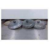 Seven Metal Lamp Parts with Ring Handles