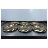 Six Round Brass-Colored Light Parts With Central O