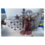 Rustic Metal Decorative Lot with Angel, Trumpet, a