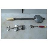 Three Kitchen Utensils, Including a Metal Grill Pr