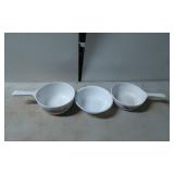 Three Corning Ware and Corelle Dishes with Handles