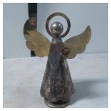 Metal Angel Figurine with Trumpet and Brass Accent
