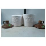 Stoneware Sugar and Flour Canisters With Brown Gla