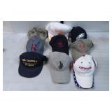 Nine Branded and Themed Baseball Caps