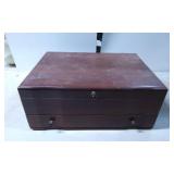 Wooden Jewelry Box with Velvet-Lined Interior and