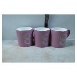 Three Purple Ceramic Mugs with Monogram 'S' Design