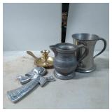 Pewter and Brass Items, Including Angel Figurine,
