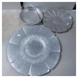 3 Forged Aluminum Trays with Floral Motifs, Includ