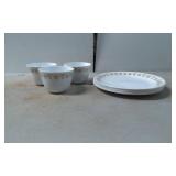 Corelle Livingware Cups and Plates with Gold Flowe