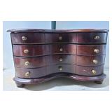 Mahogany-Style Jewelry Box with Serpentine Front a