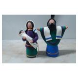 Handcrafted Clay Figurine Set Depicting Two Religi