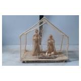 Nativity Scene with Handcrafted Wire Mesh Stable a