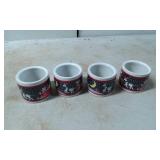 4 Ceramic Christmas Napkin Rings with Reindeer and