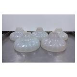 Five White Ribbed Glass Lamp Shades with Flared Ri