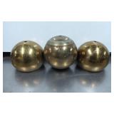 Three Spherical Brass Lamp Parts with Central Open
