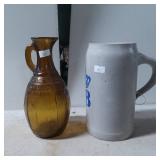 Amber Glass Pitcher and HB Stoneware Beer Stein