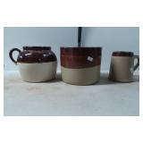 Brown and Beige Glazed Ceramic Stoneware Pieces wi
