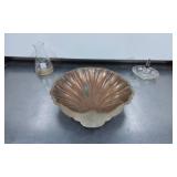 Copper and Silver-Plated Shell-Shaped Dish with Ma