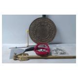 Household Items Including Decorative Sundial and T