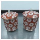 2 Japanese Ceramic Jars with Chrysanthemum Decorat