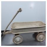 8.5' White Antique Metal Toy Wagon with Pull Handl