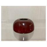 Small Glazed Ceramic Round Vase in Deep Red Finish
