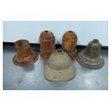 Five Assorted Metal Industrial Light Fixture Parts