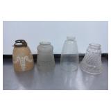 Four Vintage Glass Lampshades with Patterned and C