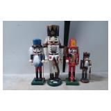 Four Painted Wood Nutcracker Figures with Accessor