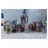 German and Anheuser-Busch Beer Steins with Pewter