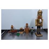 Wooden Decorative Figures Including Nutcracker, Mu
