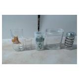 Five Glass Items Including Advertising Tumbler, So