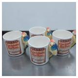 4 Ceramic Mugs With Parrot Handles, 'Cocktails for