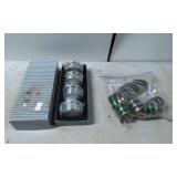 Silver-Tone and Green-Gold Napkin Rings in Box and