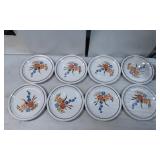 8 Mikado Stoneware Plates with Floral Design, Made