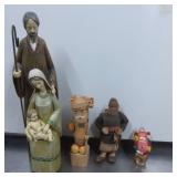 Figures and Bell Including Wooden USSR Figurine, R